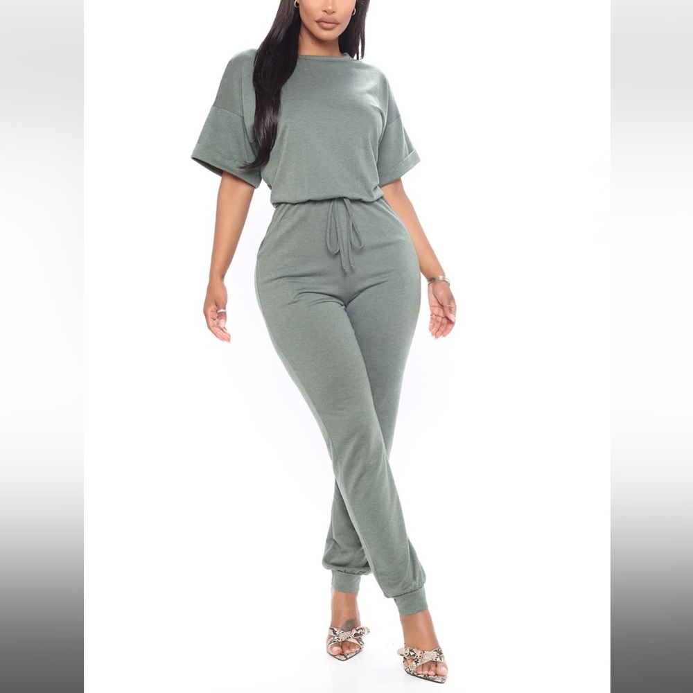 Snuggle me down Jumpsuit- Olive